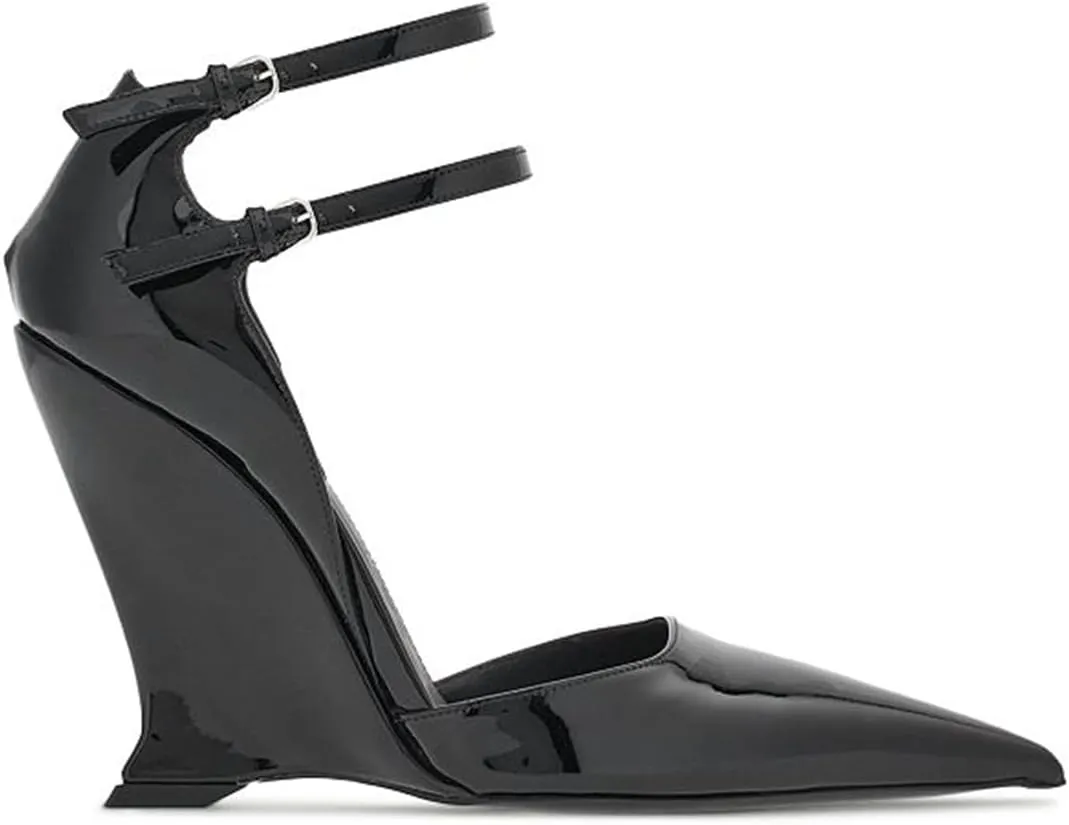 Vertundy Women's Ankle Strap Pumps Closed Pointed Toe Wedge High Heels Sandals Spring Fashion Wedding Bride Pumps Shoes