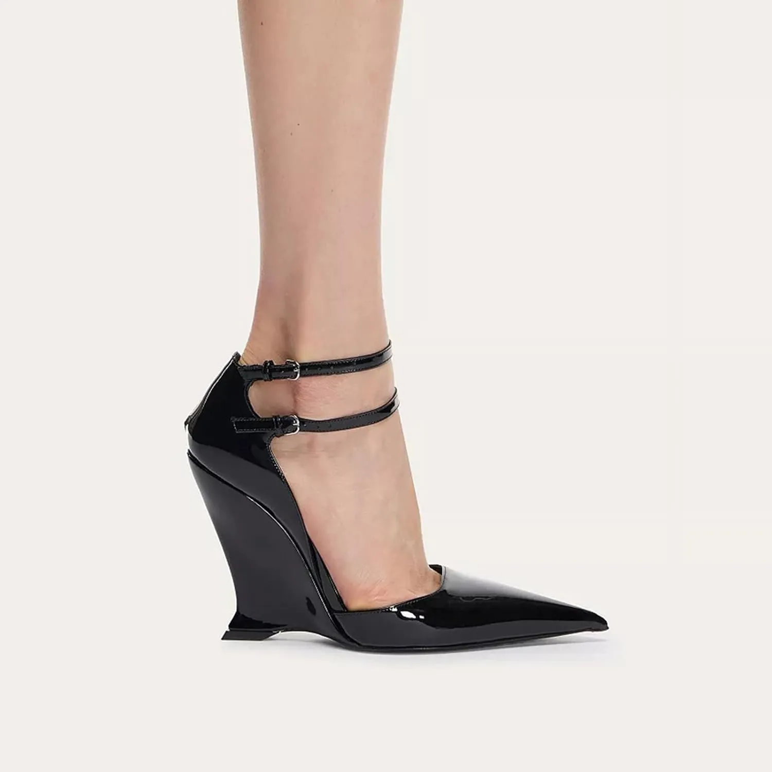 Vertundy Women's Ankle Strap Pumps Closed Pointed Toe Wedge High Heels Sandals Spring Fashion Wedding Bride Pumps Shoes