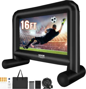 VEVOR Inflatable Movie Screen, 16 FT Inflatable Projector Screen for Outside with Blower and Carrying Bag, Front/Rear Projection, Oxford Fabric Blow Up Screen for Outdoor Parties Backyard Movie Night