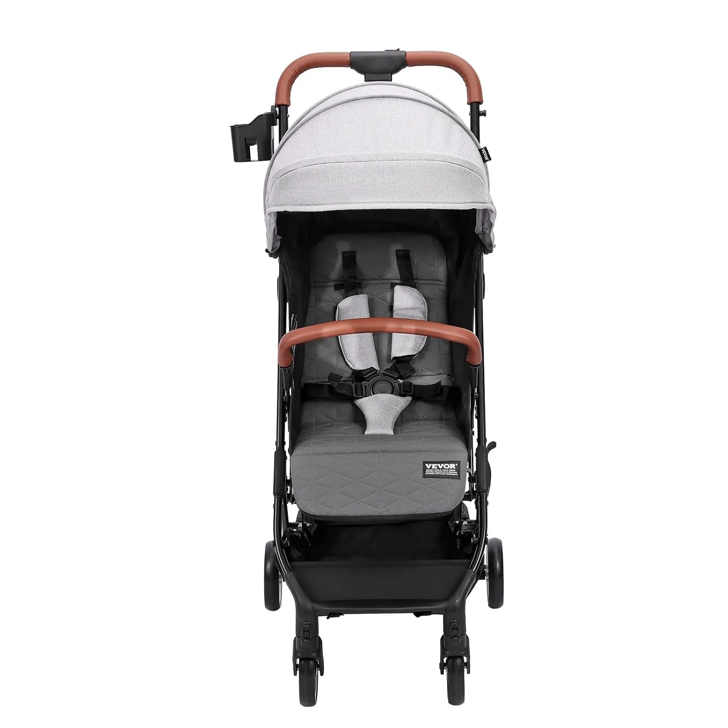 VEVOR Standard Baby Infant Stroller, Toddler Stroller with 95°-150° Adjustable Backrest & & 0/90°Adjustable Footrest & One-Click Folding, Newborn Stroller with Cup Holder and Carry Bag, Light Grey