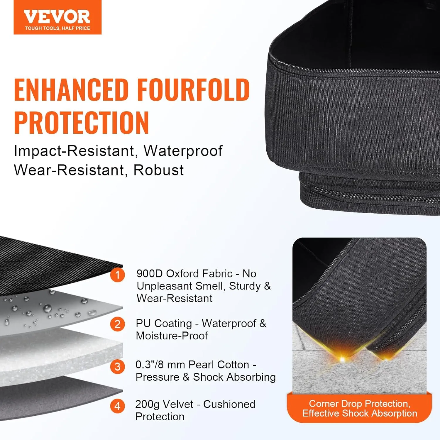 VEVOR Telescope Case, 30”, Telescope Storage Bag with Fixed Buckles, Multi-Pocket & Detachable Divider, Shock-Absorbent Telescope Travel Carrying Case for Optical Tube & Tripod, Counterweight Pocket