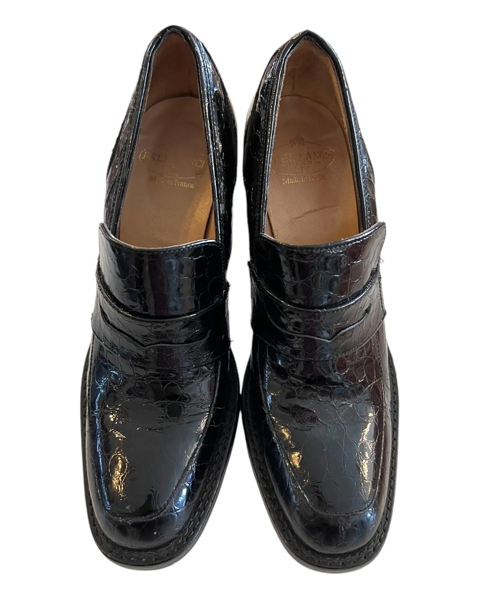 Vintage Freelance Classics Brown Leather French Loafer Heels
