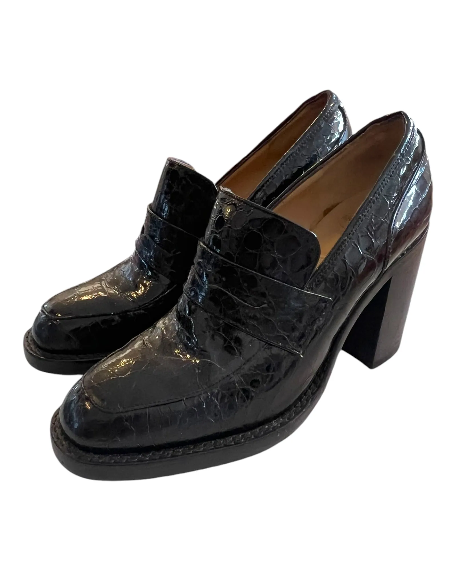 Vintage Freelance Classics Brown Leather French Loafer Heels