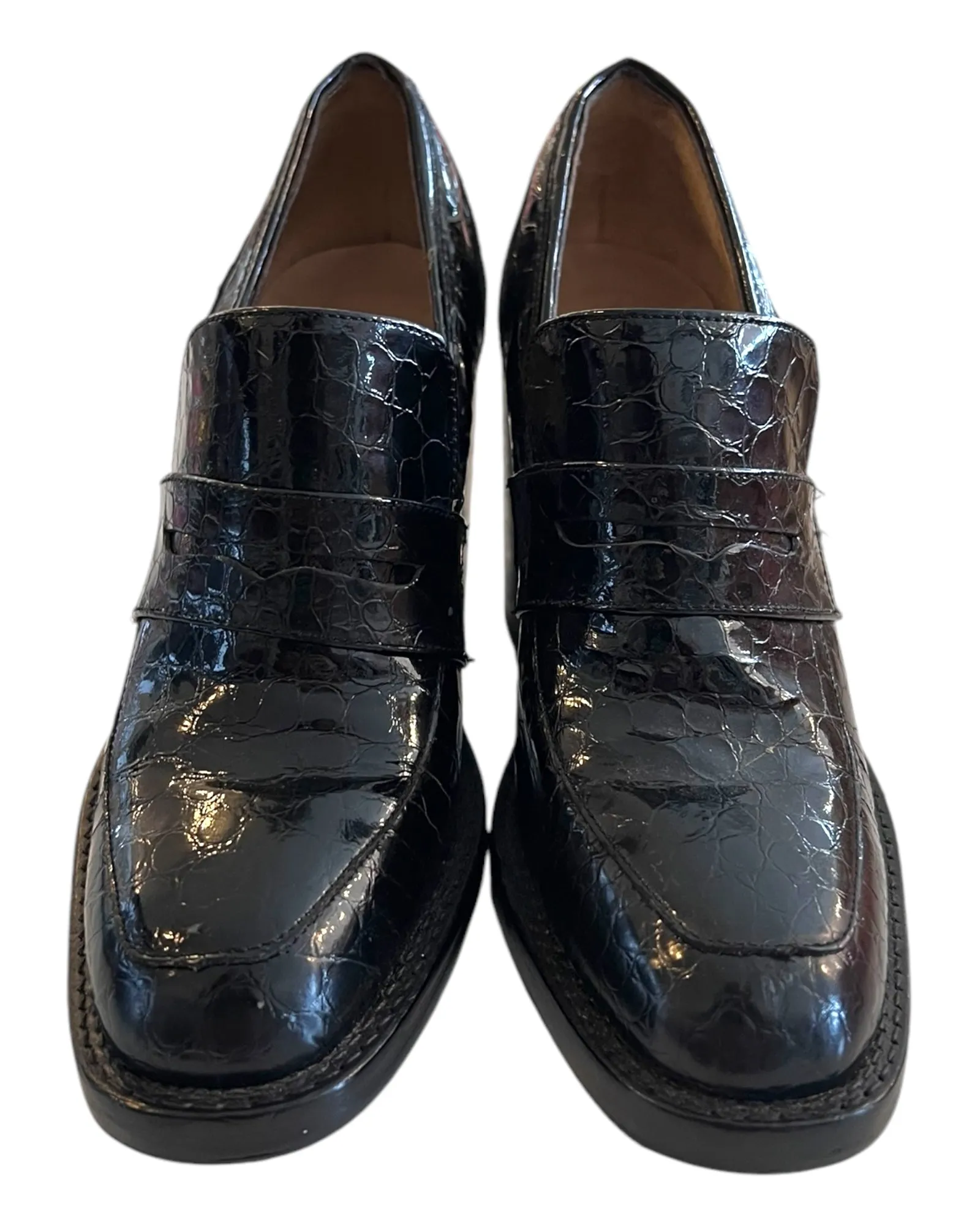 Vintage Freelance Classics Brown Leather French Loafer Heels