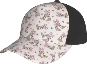 VOSERY Mens Womens Baseball Caps, Cow Bows Cowgirl Boots Print Adjustable Golf Hats Baseball Cap for Men Women Dad Trucker Black