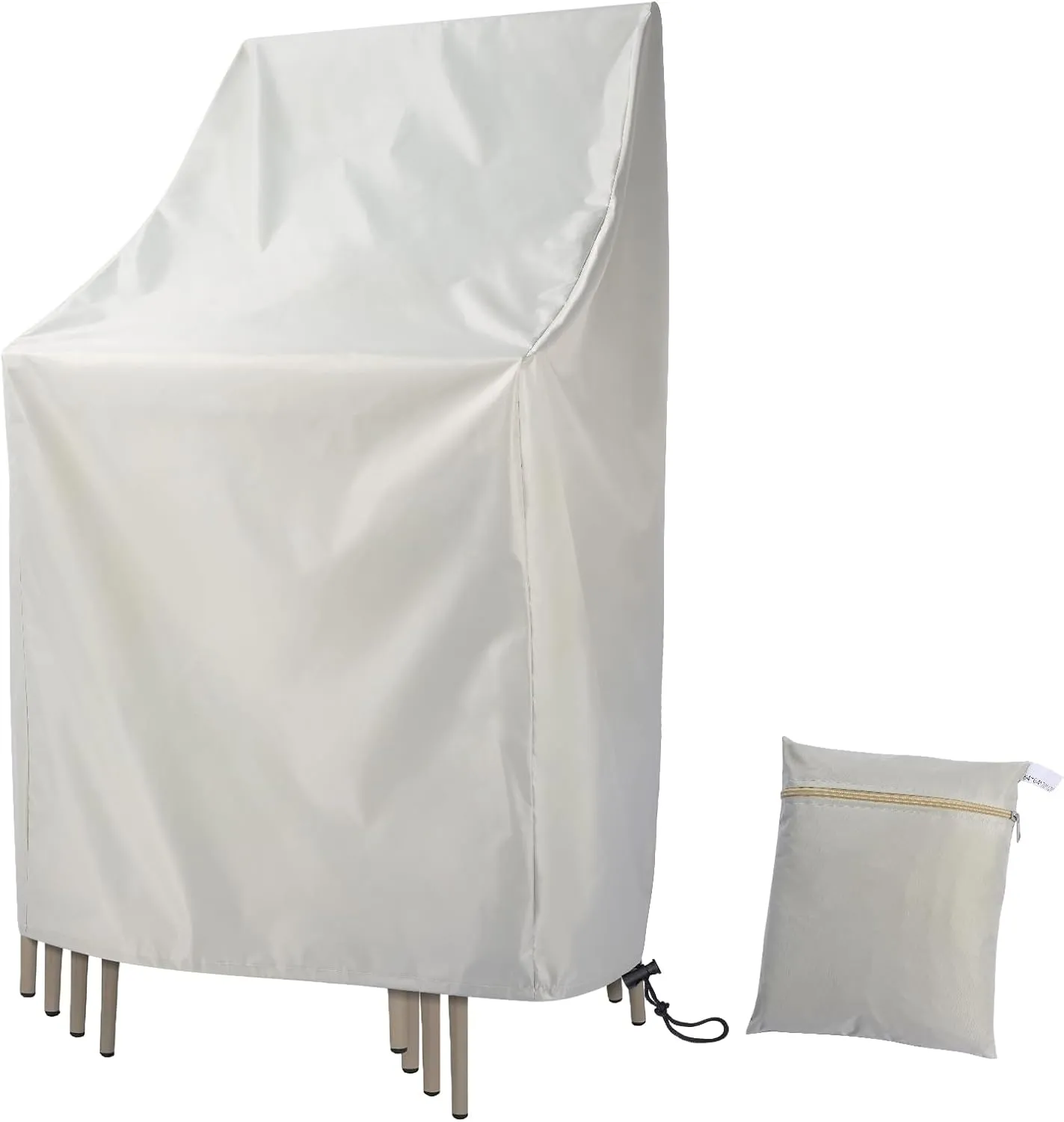 Waterproof Stackable Chair Covers, Uranshin Outdoor Patio Furniture Covers Stacked Chairs 210D Oxford Lounge Chair Covers Outdoor Stack Chairs for All Weather Protection,25"L x 25"W x 47”H (Beige)