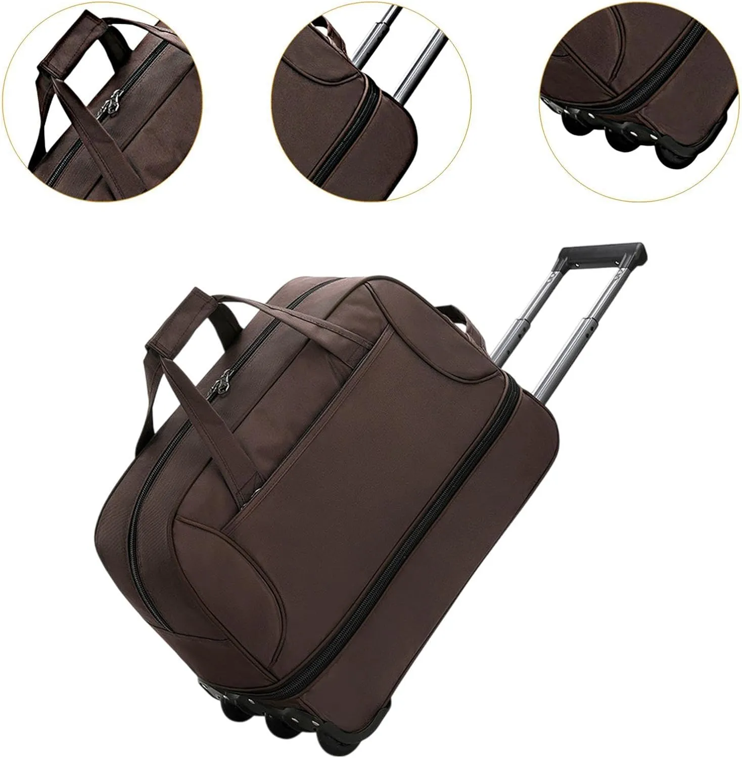 Wheeled Duffel Bag for Travel And Outdoor Activities, Brown
