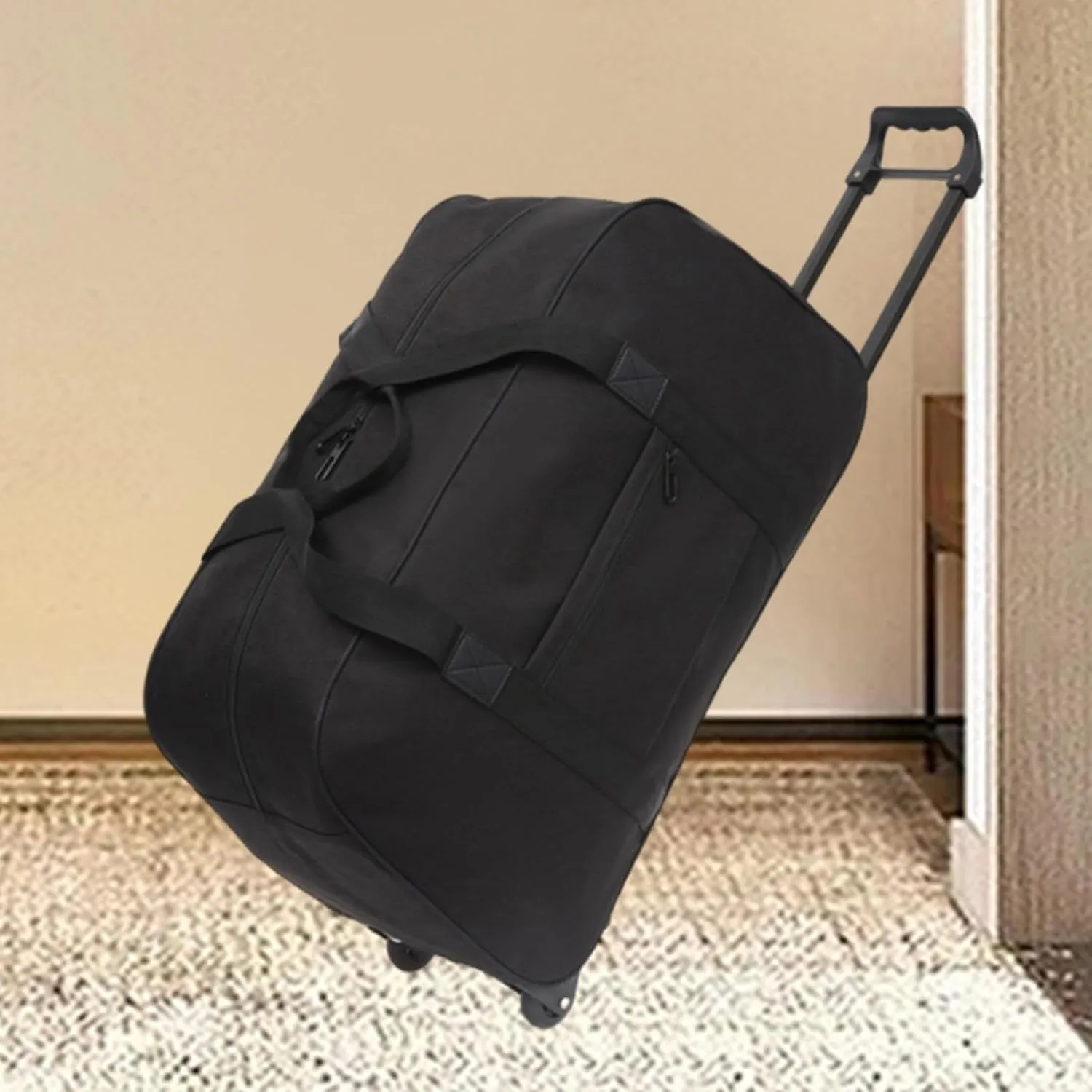 Wheeled Duffel Bag,Luggage Case,Multifunction Handbag Carrier,Adults Suitcase,Rolling Travel Bag for Traveling,Business Trip, black