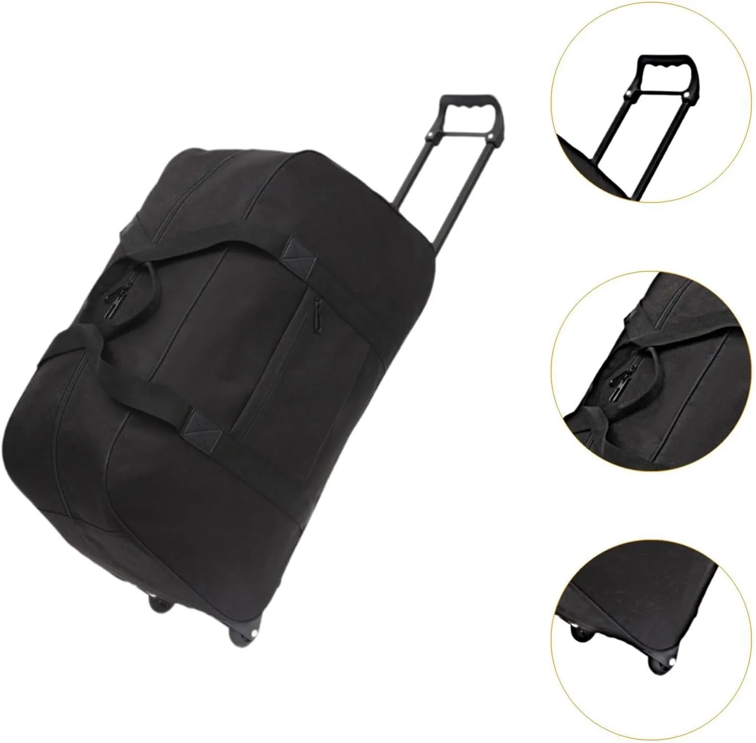 Wheeled Duffel Bag,Luggage Case,Multifunction Handbag Carrier,Adults Suitcase,Rolling Travel Bag for Traveling,Business Trip, black