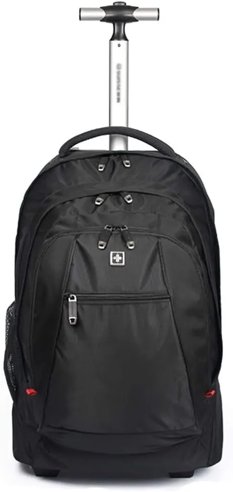 Wheeled Trolley Bag, Mobile Office Business Travel Hand Luggage, Suitable for 16-inch Laptop Backpack Bag Black（35 * 28.5 * 50cm