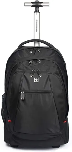 Wheeled Trolley Bag, Mobile Office Business Travel Hand Luggage, Suitable for 16-inch Laptop Backpack Bag Black（35 * 28.5 * 50cm