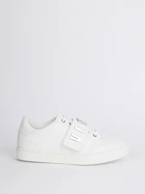 White Low Top Silver Logo Sneakers