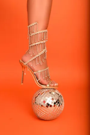 Wild Diva Women's Narala-51 Chandelier Embellished Rhinestone Spiral Coil Wrap Around Stiletto Heels