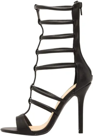 Wild Diva Womens Open Toe Strappy Cage Shaft Gladiator Stiletto Heel Pump Sandals Shoes