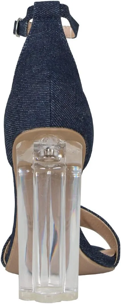 Wild Diva Womens Open Toe Transparent Clear Lucite Chunky Heel Ankle Strap Pump Sandals