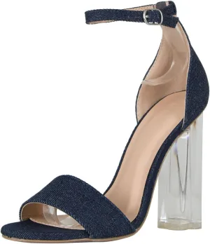 Wild Diva Womens Open Toe Transparent Clear Lucite Chunky Heel Ankle Strap Pump Sandals