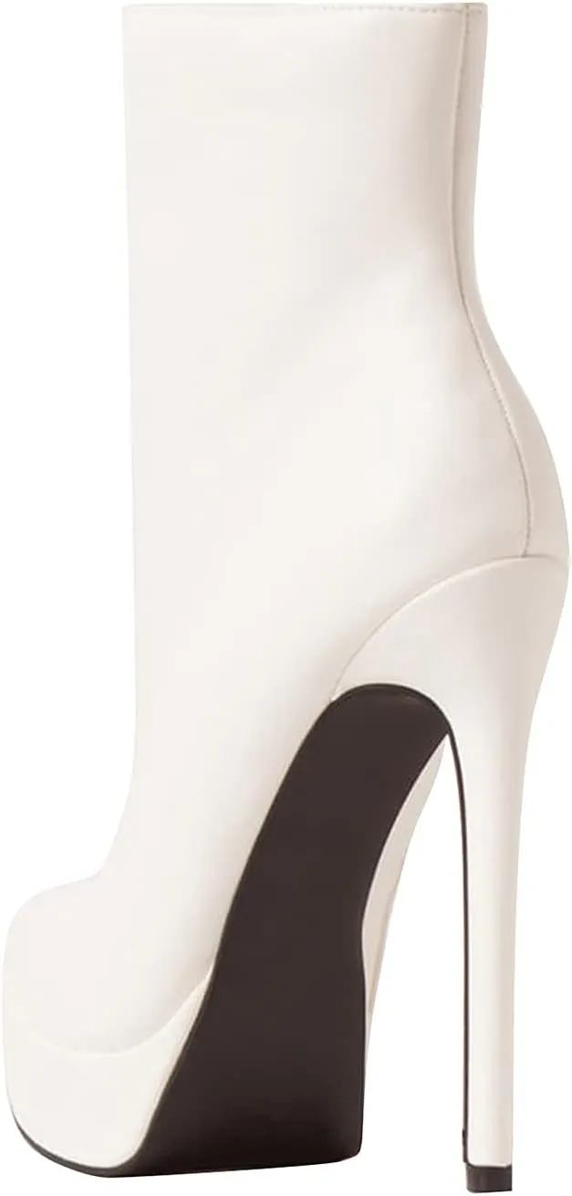 Wild Diva Womens Pointy Toe Side Zipper Platform Stiletto Heel Ankle Boots Booties