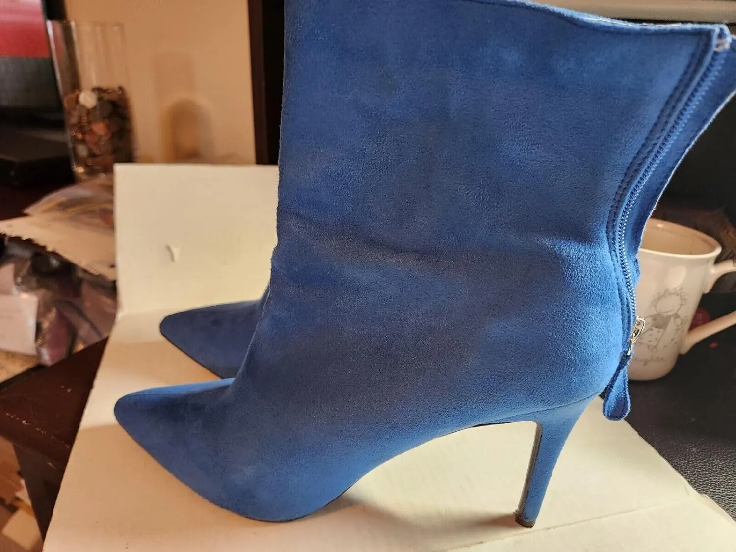 Wild Diva Womens Pointy Toe Stiletto High Heel Zipper Ankle Boots Booties