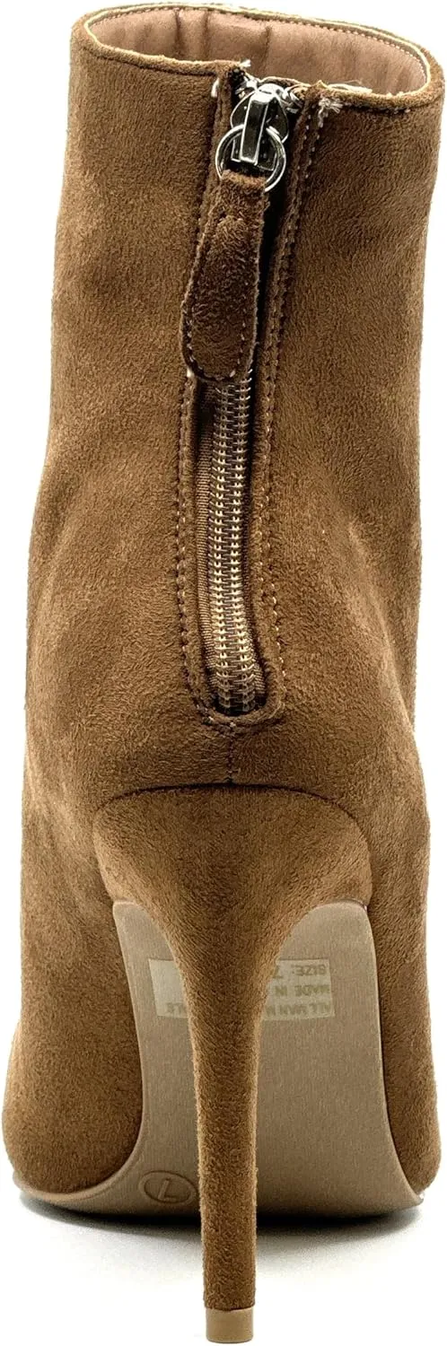 Wild Diva Womens Pointy Toe Stiletto High Heel Zipper Ankle Boots Booties