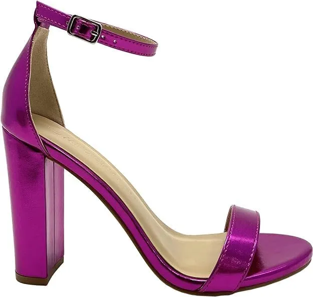 Wild Diva Women's Single Band Chunky Heel Sandal with Ankle Strap Morris-01, 12