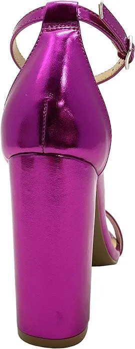 Wild Diva Women's Single Band Chunky Heel Sandal with Ankle Strap Morris-01, 12