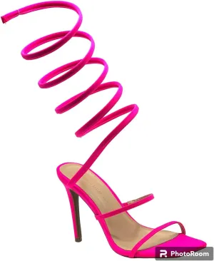 Wild Diva Women's Spiral Ankle Wrap Strap High Heel Sandals