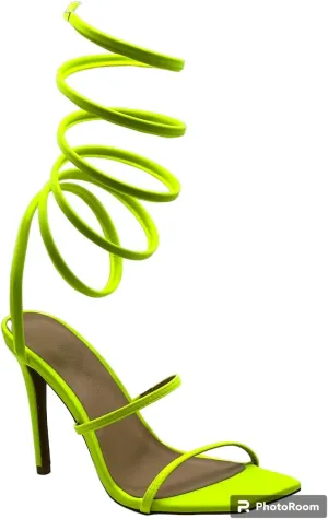 Wild Diva Women's Spiral Ankle Wrap Strap High Heel Sandals