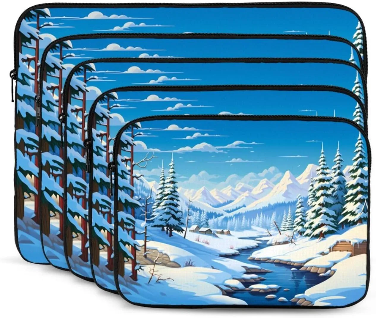 Winter Landscape Pattern Shockproof Portable Laptop 13 inch Sleeve Bag for Men and Women - Ideal for Business Travel, School, and Daily Use