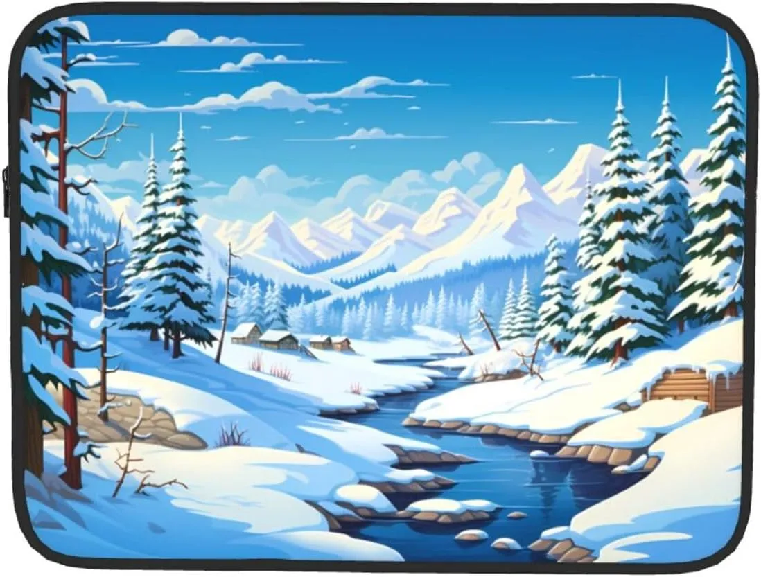 Winter Landscape Pattern Shockproof Portable Laptop 13 inch Sleeve Bag for Men and Women - Ideal for Business Travel, School, and Daily Use
