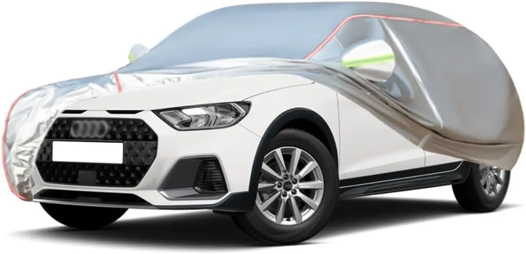 WOLWES Car Cover are Suitable for Audi A1 allstreet All-Weather Windproof, Snowproof, Rainproof, UV-Protected and Breathable All-Season Universal with Side Door Zip Oxford Cloth Car Cover (Color : Wh