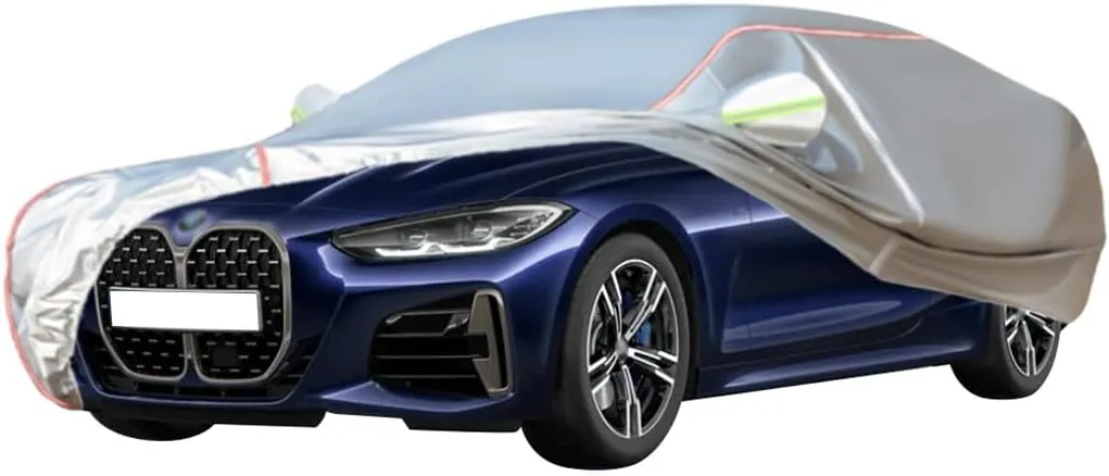 WOLWES Car Cover are Suitable for BMW M440i Cabrio All-Weather Windproof, Snowproof, Rainproof, UV-Protected and Breathable All-Season Universal with Side Door Zip Oxford Cloth Car Cover (Color : WHI