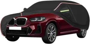 WOLWES Car Cover are Suitable for BMW X2/X3/X3 M40i All-Weather Windproof, Snowproof, Rainproof, UV-Protected and Breathable All-Season Universal with Side Door Zip Oxford Cloth Car Cover (Color : Bl