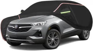WOLWES Car Cover are Suitable for Buick Encore All-Weather Windproof, Snowproof, Rainproof, UV-Protected and Breathable All-Season Universal with Side Door Zip Oxford Cloth Car Cover (Color : Black)