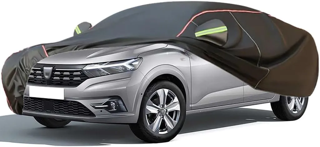WOLWES Car Cover are Suitable for Dacia Logan Saloon All-Weather Windproof, Snowproof, Rainproof, UV-Protected and Breathable All-Season Universal with Side Door Zip Oxford Cloth Car Cover (Color : B