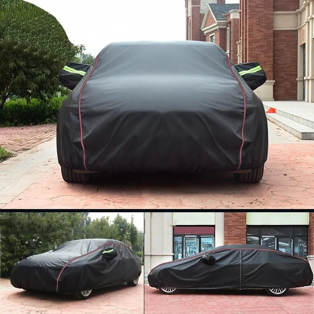 WOLWES Car Cover are Suitable for Dacia Logan Saloon All-Weather Windproof, Snowproof, Rainproof, UV-Protected and Breathable All-Season Universal with Side Door Zip Oxford Cloth Car Cover (Color : B