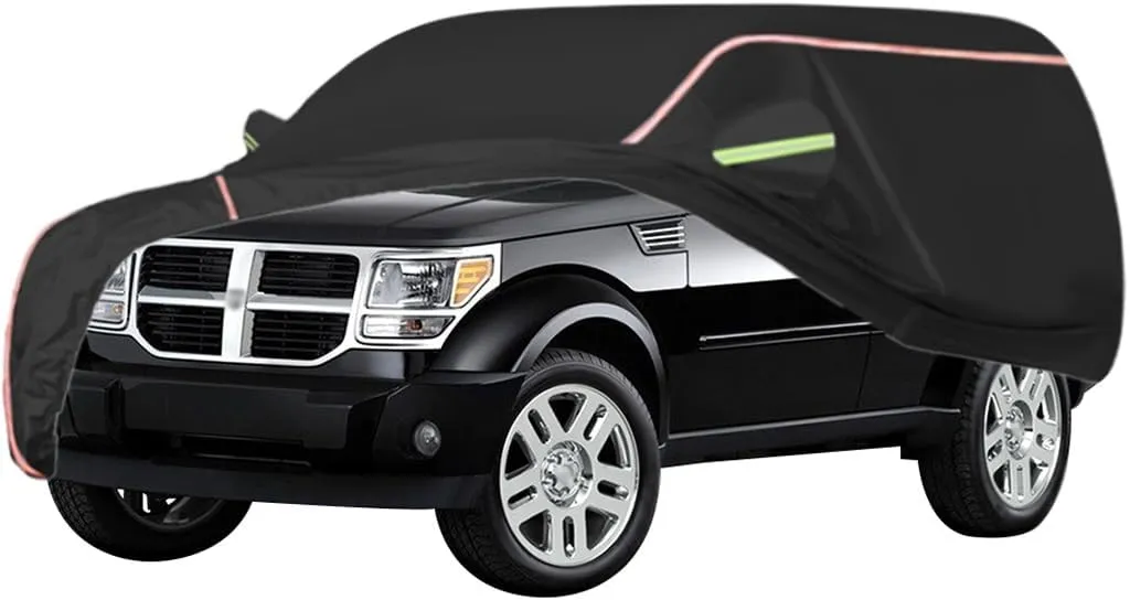 WOLWES Car Cover are Suitable for Dodge Nitro All-Weather Windproof, Snowproof, Rainproof, UV-Protected and Breathable All-Season Universal with Side Door Zip Oxford Cloth Car Cover (Color : Black)