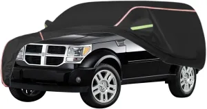 WOLWES Car Cover are Suitable for Dodge Nitro All-Weather Windproof, Snowproof, Rainproof, UV-Protected and Breathable All-Season Universal with Side Door Zip Oxford Cloth Car Cover (Color : Black)
