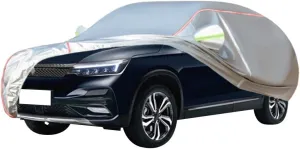 WOLWES Car Cover are Suitable for Elaris Beo All-Weather Windproof, Snowproof, Rainproof, UV-Protected and Breathable All-Season Universal with Side Door Zip Oxford Cloth Car Cover (Color : White)