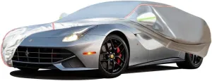 WOLWES Car Cover are Suitable for Ferrari F12 All-Weather Windproof, Snowproof, Rainproof, UV-Protected and Breathable All-Season Universal with Side Door Zip Oxford Cloth Car Cover (Color : White)