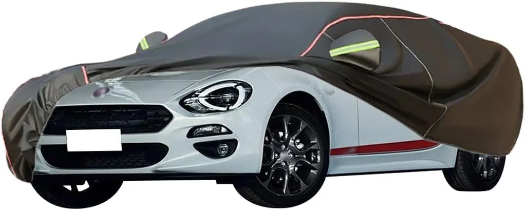 WOLWES Car Cover are Suitable for Fiat 124 Spider All-Weather Windproof, Snowproof, Rainproof, UV-Protected and Breathable All-Season Universal with Side Door Zip Oxford Cloth Car Cover (Color : Blac