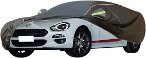 WOLWES Car Cover are Suitable for Fiat 124 Spider All-Weather Windproof, Snowproof, Rainproof, UV-Protected and Breathable All-Season Universal with Side Door Zip Oxford Cloth Car Cover (Color : Blac