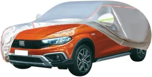 WOLWES Car Cover are Suitable for Fiat Tipo Cross All-Weather Windproof, Snowproof, Rainproof, UV-Protected and Breathable All-Season Universal with Side Door Zip Oxford Cloth Car Cover (Color : Whit