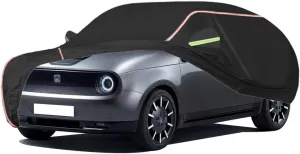 WOLWES Car Cover are Suitable for Honda e All-Weather Windproof, Snowproof, Rainproof, UV-Protected and Breathable All-Season Universal with Side Door Zip Oxford Cloth Car Cover (Color : Black)