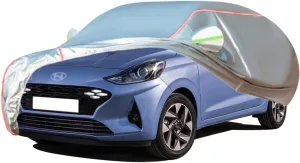 WOLWES Car Cover are Suitable for Hyundai i10 All-Weather Windproof, Snowproof, Rainproof, UV-Protected and Breathable All-Season Universal with Side Door Zip Oxford Cloth Car Cover (Color : White)