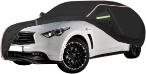 WOLWES Car Cover are Suitable for Infiniti FX All-Weather Windproof, Snowproof, Rainproof, UV-Protected and Breathable All-Season Universal with Side Door Zip Oxford Cloth Car Cover (Color : Black)