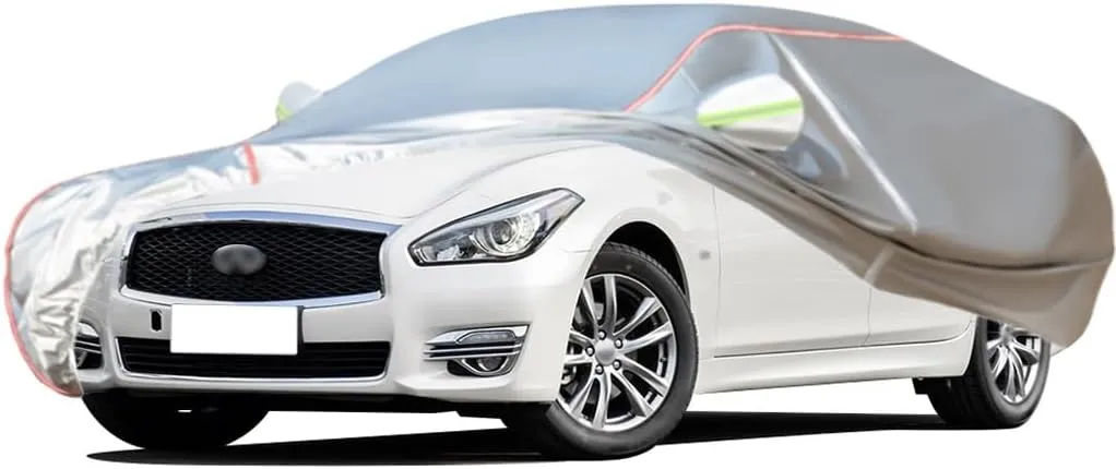 WOLWES Car Cover are Suitable for Infiniti Q70 All-Weather Windproof, Snowproof, Rainproof, UV-Protected and Breathable All-Season Universal with Side Door Zip Oxford Cloth Car Cover (Color : White)