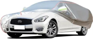 WOLWES Car Cover are Suitable for Infiniti Q70 All-Weather Windproof, Snowproof, Rainproof, UV-Protected and Breathable All-Season Universal with Side Door Zip Oxford Cloth Car Cover (Color : White)