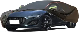 WOLWES Car Cover are Suitable for Jaguar F-Type All-Weather Windproof, Snowproof, Rainproof, UV-Protected and Breathable All-Season Universal with Side Door Zip Oxford Cloth Car Cover (Color : Black