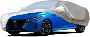 WOLWES Car Cover are Suitable for Nissan Sentra All-Weather Windproof, Snowproof, Rainproof, UV-Protected and Breathable All-Season Universal with Side Door Zip Oxford Cloth Car Cover (Color : White