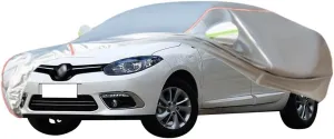 WOLWES Car Cover are Suitable for Renault Fluence All-Weather Windproof, Snowproof, Rainproof, UV-Protected and Breathable All-Season Universal with Side Door Zip Oxford Cloth Car Cover (Color : Whit